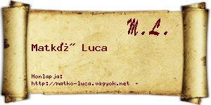 Matkó Luca névjegykártya
